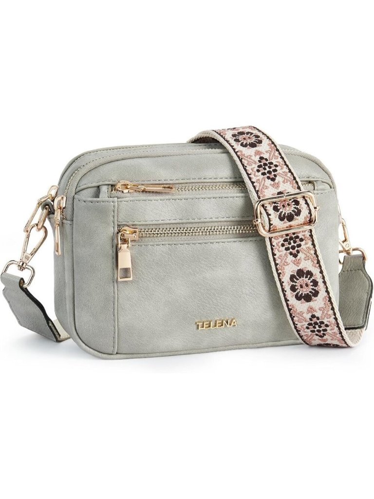 Telena Women Grey Trendy Vegan Leather Shoulder Handbags With Adjustable Strap